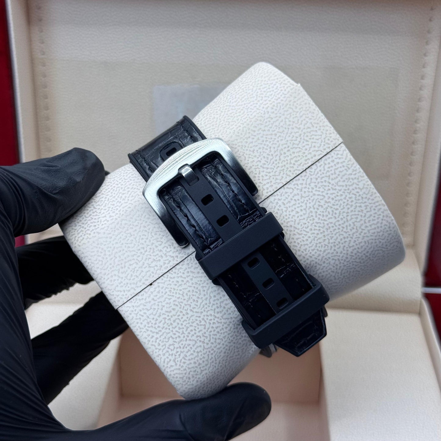 Frank Muller leather strap with white diamond watch